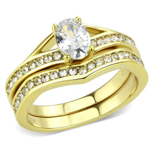 Load image into Gallery viewer, TK3706 - IP Gold(Ion Plating) Stainless Steel Ring with AAA Grade CZ  in Clear