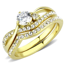 Load image into Gallery viewer, TK3708 - IP Gold(Ion Plating) Stainless Steel Ring with AAA Grade CZ  in Clear