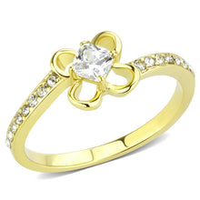 Load image into Gallery viewer, TK3711 - IP Gold(Ion Plating) Stainless Steel Ring with AAA Grade CZ  in Clear