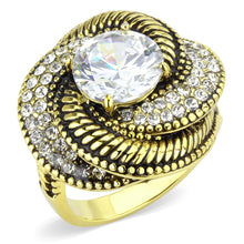 Load image into Gallery viewer, TK3714 - IP Gold(Ion Plating) Stainless Steel Ring with AAA Grade CZ  in Clear