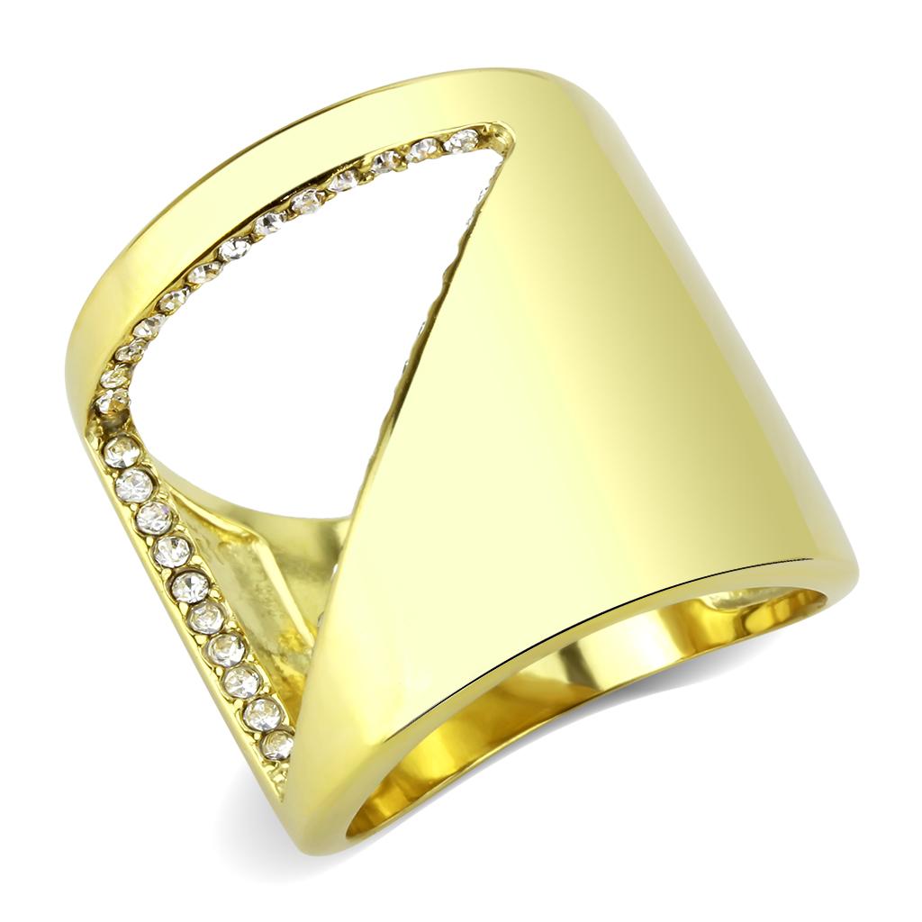 TK3715 - IP Gold(Ion Plating) Stainless Steel Ring with Top Grade Crystal  in Clear