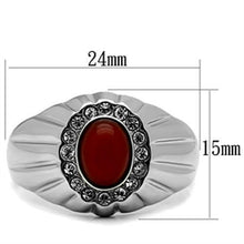 Load image into Gallery viewer, TK372 - High polished (no plating) Stainless Steel Ring with Semi-Precious Onyx in Siam