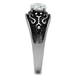 TK373 - High polished (no plating) Stainless Steel Ring with AAA Grade CZ  in Clear