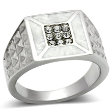 Load image into Gallery viewer, TK385 - High polished (no plating) Stainless Steel Ring with Top Grade Crystal  in Clear