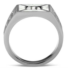 Load image into Gallery viewer, TK385 - High polished (no plating) Stainless Steel Ring with Top Grade Crystal  in Clear