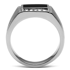 TK386 - High polished (no plating) Stainless Steel Ring with Top Grade Crystal  in Clear