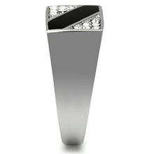 Load image into Gallery viewer, TK387 - High polished (no plating) Stainless Steel Ring with Top Grade Crystal  in Clear