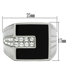 Load image into Gallery viewer, TK388 - High polished (no plating) Stainless Steel Ring with Top Grade Crystal  in Clear