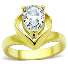 Load image into Gallery viewer, TK389G - IP Gold(Ion Plating) Stainless Steel Ring with AAA Grade CZ  in Clear