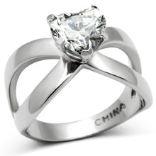 Load image into Gallery viewer, TK390 - High polished (no plating) Stainless Steel Ring with AAA Grade CZ  in Clear