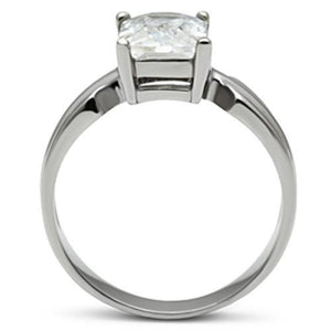 TK391 - High polished (no plating) Stainless Steel Ring with AAA Grade CZ  in Clear