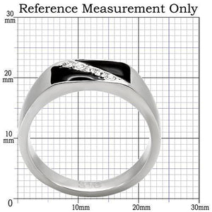 TK414701 - High polished (no plating) Stainless Steel Ring with Top Grade Crystal  in Clear