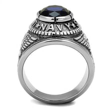 Load image into Gallery viewer, TK414707 - High polished (no plating) Stainless Steel Ring with Synthetic Synthetic Glass in Sapphire