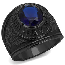 Load image into Gallery viewer, TK414707J - IP Black(Ion Plating) Stainless Steel Ring with Synthetic Synthetic Glass in Sapphire