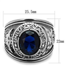 Load image into Gallery viewer, TK414708 - High polished (no plating) Stainless Steel Ring with Synthetic Synthetic Glass in Sapphire