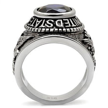 Load image into Gallery viewer, TK414708 - High polished (no plating) Stainless Steel Ring with Synthetic Synthetic Glass in Sapphire