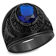 Load image into Gallery viewer, TK414708J - IP Black(Ion Plating) Stainless Steel Ring with Synthetic Synthetic Glass in Sapphire