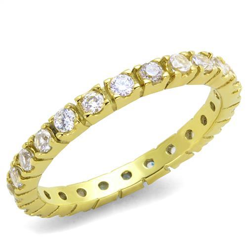 TK45202G - IP Gold(Ion Plating) Stainless Steel Ring with AAA Grade CZ  in Clear