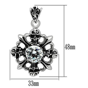 TK454 - High polished (no plating) Stainless Steel Chain Pendant with AAA Grade CZ  in Clear