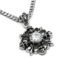 Load image into Gallery viewer, TK454 - High polished (no plating) Stainless Steel Chain Pendant with AAA Grade CZ  in Clear