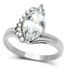 Load image into Gallery viewer, TK475 - High polished (no plating) Stainless Steel Ring with AAA Grade CZ  in Clear