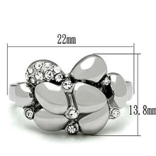 Load image into Gallery viewer, TK476 - High polished (no plating) Stainless Steel Ring with Top Grade Crystal  in Clear