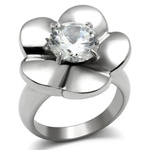 Load image into Gallery viewer, TK477 - High polished (no plating) Stainless Steel Ring with AAA Grade CZ  in Clear