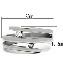 Load image into Gallery viewer, TK478 - High polished (no plating) Stainless Steel Ring with AAA Grade CZ  in Clear