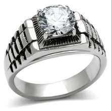 Load image into Gallery viewer, TK485 - High polished (no plating) Stainless Steel Ring with AAA Grade CZ  in Clear