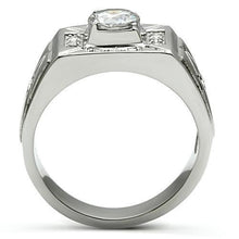 Load image into Gallery viewer, TK486 - High polished (no plating) Stainless Steel Ring with AAA Grade CZ  in Clear