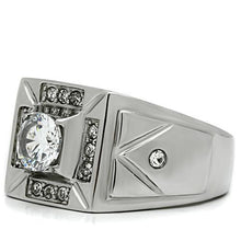 Load image into Gallery viewer, TK486 - High polished (no plating) Stainless Steel Ring with AAA Grade CZ  in Clear