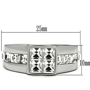 TK487 - High polished (no plating) Stainless Steel Ring with Top Grade Crystal  in Clear