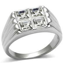 Load image into Gallery viewer, TK488 - High polished (no plating) Stainless Steel Ring with Top Grade Crystal  in Clear