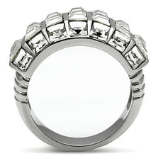 Load image into Gallery viewer, TK490 - High polished (no plating) Stainless Steel Ring with Top Grade Crystal  in Clear