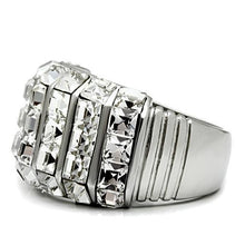 Load image into Gallery viewer, TK490 - High polished (no plating) Stainless Steel Ring with Top Grade Crystal  in Clear