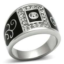 Load image into Gallery viewer, TK492 - High polished (no plating) Stainless Steel Ring with Top Grade Crystal  in Clear