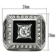 Load image into Gallery viewer, TK493 - High polished (no plating) Stainless Steel Ring with AAA Grade CZ  in Clear