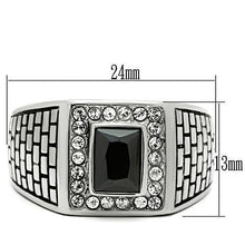 Load image into Gallery viewer, TK494 - High polished (no plating) Stainless Steel Ring with AAA Grade CZ  in Jet