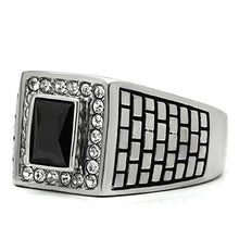 Load image into Gallery viewer, TK494 - High polished (no plating) Stainless Steel Ring with AAA Grade CZ  in Jet