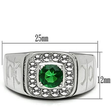 Load image into Gallery viewer, TK496 - High polished (no plating) Stainless Steel Ring with Synthetic Synthetic Glass in Emerald