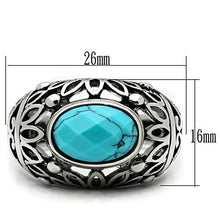 Load image into Gallery viewer, TK498 - High polished (no plating) Stainless Steel Ring with Synthetic Turquoise in Sea Blue