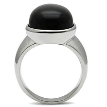 Load image into Gallery viewer, TK501 - High polished (no plating) Stainless Steel Ring with Semi-Precious Onyx in Jet