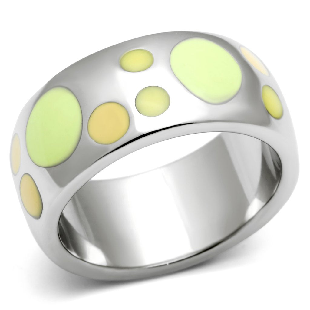 TK513 - High polished (no plating) Stainless Steel Ring with Epoxy  in Multi Color