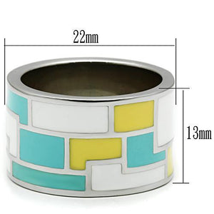 TK514 - High polished (no plating) Stainless Steel Ring with Epoxy  in Multi Color