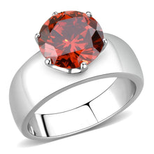 Load image into Gallery viewer, TK52001 - High polished (no plating) Stainless Steel Ring with AAA Grade CZ  in Garnet