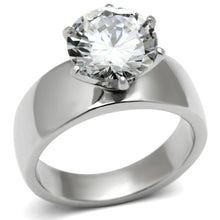 Load image into Gallery viewer, TK520 - High polished (no plating) Stainless Steel Ring with AAA Grade CZ  in Clear