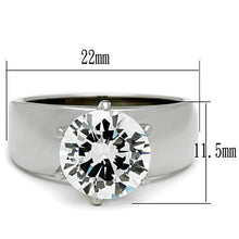 Load image into Gallery viewer, TK520 - High polished (no plating) Stainless Steel Ring with AAA Grade CZ  in Clear