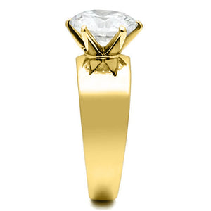 TK520G - Ion Gold Plating Stainless Steel Ring with AAA Grade CZ  in Clear