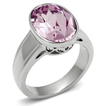 Load image into Gallery viewer, TK522 - High polished (no plating) Stainless Steel Ring with Top Grade Crystal  in Light Amethyst