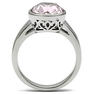 TK522 - High polished (no plating) Stainless Steel Ring with Top Grade Crystal  in Light Amethyst